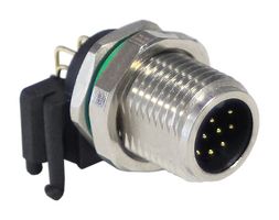 BULGIN LIMITED PXMBNI12RAM12APCM12 Sensor Connector, PXM Series, M12, Male, 12 Positions, PCB Pin, Right Angle Panel Mount