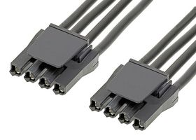 MOLEX 216010-1041 Cable Assembly, Super Sabre Receptacle to Super Sabre Receptacle, 4 Ways, 7.5 mm, 1 Row, 150 mm
