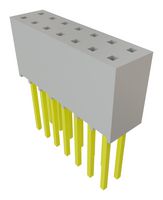 SAMTEC SSQ-107-03-G-D PCB Receptacle, Board-to-Board, 2.54 mm, 2 Rows, 14 Contacts, Through Hole Mount