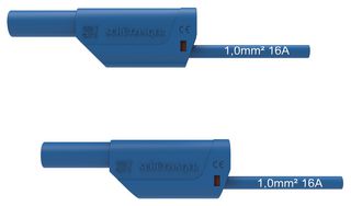 SCHUTZINGER VSFK 8500 / 1 / 100 / BL Test Patch Lead, Banana , 4mm Stackable Banana Plug, Shrouded, 4mm Stackable Banana Plug, Shrouded
