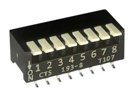 CTS 193-8MSR DIP / SIP Switch, 8 Circuits, Piano Key, Surface Mount, SPST, 50 V, 100 mA