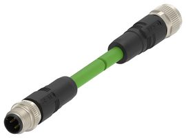 TE CONNECTIVITY TAD14545101-004 Sensor Cable, D-Code, M12 Plug, M12 Receptacle, 4 Positions, 3 m, 9.8 ft, TAD Series