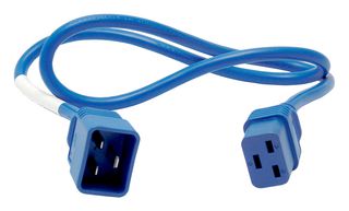 MULTICOMP PRO GW-151758 Mains Power Cord, IEC 60320 C20 to IEC 60320 C19, 1 m, 3.3 ft, 16 A, 250 V, Blue