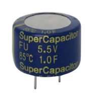 KEMET FU0H105ZF Supercapacitor, 1 F, 5.5 V, PC Pin, -20%, +80%, 7.62 mm, 4000 hours @ 85°C