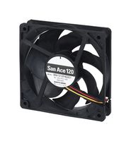 SANYO DENKI 9RA1224P4G001 DC Axial Fan, 24 V, Square, 120 mm, 25 mm, 130 CFM