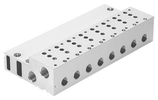 FESTO 525237 Manifold Block, G3/8, G1/4, 8 Outlet, MHP4 / MHA4 Series Solenoid Valve