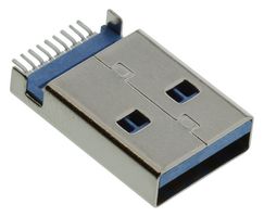 AMPHENOL COMMUNICATIONS SOLUTIONS GSB416445CHR USB Connector, USB Type A, USB 3.1, Plug, 9 Ways, Surface Mount, Right Angle