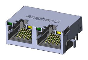 AMPHENOL COMMUNICATIONS SOLUTIONS RJE722886412 Modular Connector, RJ45 Jack, 1 x 2 (Ganged), 8P8C, Cat5e, Through Hole Mount