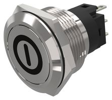 EAO 82-6151.1000.B001 Vandal Resistant Switch, On/Off, 82 Series, 22 mm, SPDT, Momentary, Round Flat Flush, Natural