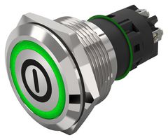 EAO 82-6152.1133.B001 Vandal Resistant Switch, On/Off, 82 Series, 22 mm, SPDT, Momentary, Round Flat Flush, Natural