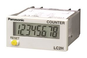 PANASONIC LC2HFE2KKJ Panel Counter, LCD, 8 Digit, 8 Digit, 8.7 mm Digit, 45 mm x 22.2 mm, LC2H Series