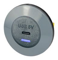 ALFATRONIX PVPWP-CFF USB Charger Receptacle, IP65, Front Fit, PVPWp Series, 2.5 A, 24 V, 1 Port, USB Type C