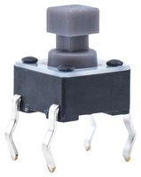 E-SWITCH TL1105SPF100Q Tactile Switch, SPST-NO-DM, TL1105 Series, Top Actuated, Through Hole, Plunger for Cap, 100 gf