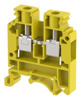 ELKAY KUT6N/ YELLOW DIN Rail Mount Terminal Block, Feed Thru, 2 Ways, 20 AWG, 8 AWG, 6 mm², Screw, 41 A