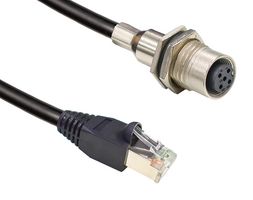 AMPHENOL LTW MSAS-05PFFJ-SF8CA5 Sensor Cable, A Coded, M12 Receptacle, RJ45 Plug, 5 Positions, 500 mm, 19.7 ", M Series