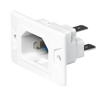 SCHURTER 3-134-902 IEC Power Connector, White, IEC C14 Inlet, 10 A, 250 VAC, Quick Connect, Panel Mount, 6080 Series