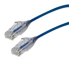 VIDEK 2994-0.3B Ethernet Cable, Slim, Cat6, RJ45 Plug to RJ45 Plug, UTP (Unshielded Twisted Pair), Blue, 300 mm