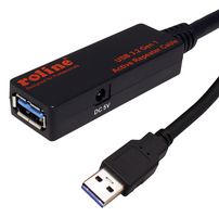 ROLINE 12.04.1071 USB Cable, Type A Plug to Type A Receptacle, 15 m, 49.2 ft, USB 3.0, 3.2, Black