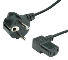 ROLINE 19.08.1118 Mains Power Cord, 90° CEE 7/7 Plug to IEC 60320 C13, 1.8 m, 10 A, 250 VAC, Black