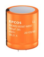 TDK B43652C5397M050 Electrolytic Capacitor, 390 µF, 450 V, ± 20%, Snap-In, 3000 hours @ 105°C