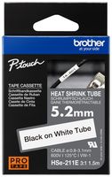 Brother HSE211E Wire Marker, Black On White, 1.5Mx5.2mm