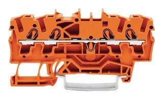 WAGO 2002-1402 DIN Rail Mount Terminal Block, 4 Ways, 22 AWG, 12 AWG, 2.5 mm², Clamp, 22 A