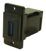 CLIFF ELECTRONIC COMPONENTS CP30755MB3 USB Adapter, Blk Metal, M3, R/A, USB Type A Receptacle, USB Type A Receptacle, USB 3.0