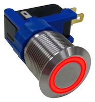 MULTICOMP PRO MP-PB7-06LB22FFRR12V Vandal Resistant Switch, 0.748 ", SPDT, On-On, Round Flat, Natural