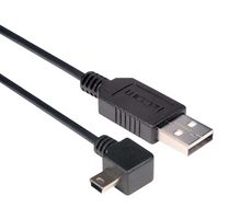 L-COM CAA-90RMB5-03M USB Cable, Type A Plug to 90° Mini Type B Plug, 300 mm, 11.8 ft, USB 2.0, Black