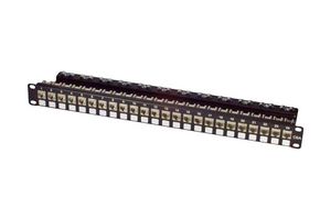 L-COM DCP110C6A-24S Patch Panel, RJ45 Patch Panel, 24 Ports, Cat6a, 1U