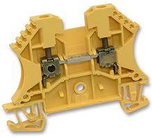 WEIDMULLER 102002 WDU2.5 YELLOW DIN Rail Mount Terminal Block, 2 Ways, 30 AWG, 12 AWG, 2.5 mm², Screw, 24 A