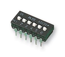 TE CONNECTIVITY - ALCOSWITCH ADE0604 DIP / SIP Switch, 6 Circuits, Slide, Through Hole, SPST, 24 VDC, 100 mA