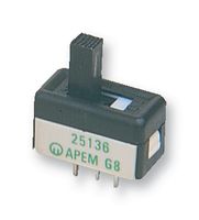 Apem 25136NAH6 Slide Switch, Spdt, Top Button