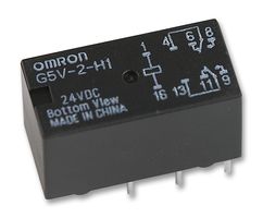 ARATAS G5V-2-H1  DC24 Signal Relay, 24 VDC, DPDT, 1 A, G5V-2 Series, Through Hole, Non Latching