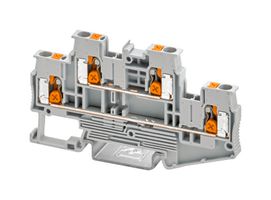 PHOENIX CONTACT 1453789 DIN Rail Mount Terminal Block, 4 Ways, 20 AWG, 12 AWG, 2.5 mm², Push-X, 22 A
