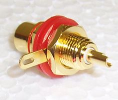 MULTICOMP PRO PS000113 RCA (Phono) Audio / Video Connector, 1 Contacts, Jack, Brass Body, Red, 8.3 mm
