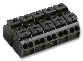 WAGO 862-505. Panel Mount Barrier Terminal Block, 2 Row, 5 Ways, 20 AWG, 12 AWG, 32 A