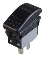 MULTICOMP PRO MPX5-234ANN-1ABD-3QN-S Rocker Switch, 12VDC LED, IP67, On-Off-On, DPDT, Illuminated, Panel, Snap-In, Black