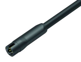 BINDER 77-7095-0000-10004-0200 Circular Cable Assembly, Snap-In, Unshielded, Circular Plug to Free End, 4 Ways, 6.6 ft, 2 m, Black