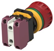 TE CONNECTIVITY - ALCOSWITCH PBES22L024R Emergency Stop Switch, 22mm, 24V, 10mA LED, DPST-NC, Maintained, Screw, 10 A, 24 V