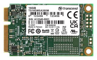 TRANSCEND TS16GMSA380M SSD, Internal, mSATA, SATA 6 Gb/s (SATA III), 16 GB, MLC NAND