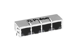 PULSE ELECTRONICS J8064E64NL Modular Connector, RJ45 Jack, 1 x 4 (Ganged), 8P8C, Cat5, Cat6, Through Hole Mount