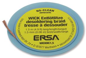 ERSA 0WICKNC1.5/SB Desoldering Braid, No-Clean, Halogen Free, Antistatic, Copper, 1.5 mm x 1.5 m
