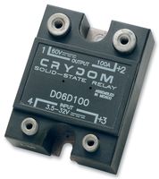 SENSATA/CRYDOM D06D100 Solid State Relay, SPST-NO, 100 A, 60 VDC, Panel Mount, Screw, DC Switch