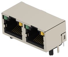 TE CONNECTIVITY 2501550-7 Modular Connector, RJ45 Jack, 1 x 2 (Ganged), 8P8C, Cat5e, Through Hole Mount