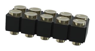 MULTICOMP PRO MP015215 Spring Loaded Connector, Pogo Pin Header, 2.54 mm, 2 Row, 10 Contacts, Surface Mount, Brass