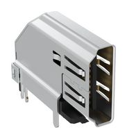 AMPHENOL COMMUNICATIONS SOLUTIONS G45AA1907108HR HDMI Connector, 19 Contacts, Receptacle, PCB Mount, Through Hole Right Angle