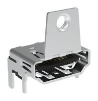 AMPHENOL COMMUNICATIONS SOLUTIONS G45AA1922110B1EU HDMI Connector, w/ Flange Screw Lock, 19 Contacts, Receptacle, PCB Mount, Surface Mount Right Angle