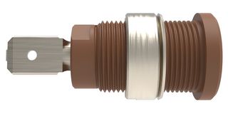 SCHUTZINGER 99023282 Banana Test Connector, 4mm Dia, Jack, Panel Mount, 24 A, 1 kV, Nickel Plated Contacts, Brown