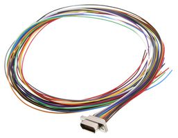 CINCH CONNECTIVITY SOLUTIONS M83513/04-B03N Micro D Cable Assembly, Micro-D Receptacle to Free End, 15 Ways, 1.5 ft, 457.2 mm, Multi-coloured